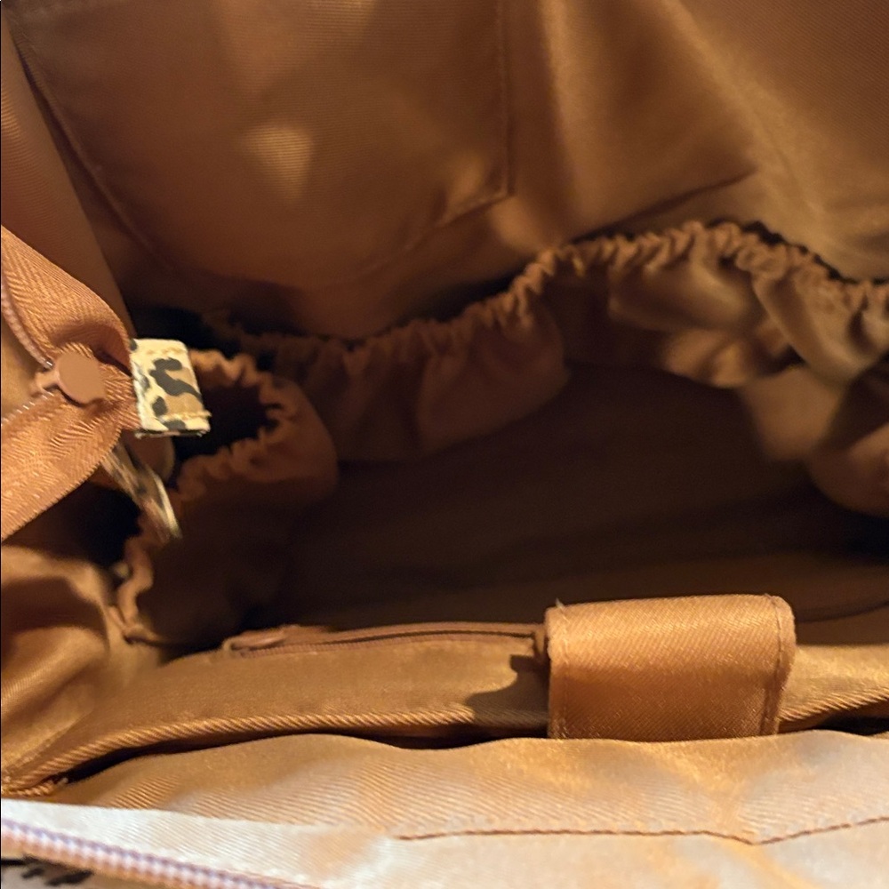 Leopard Print Quilted Beis backpack/tote diaper bag. - Picture 3 of 4